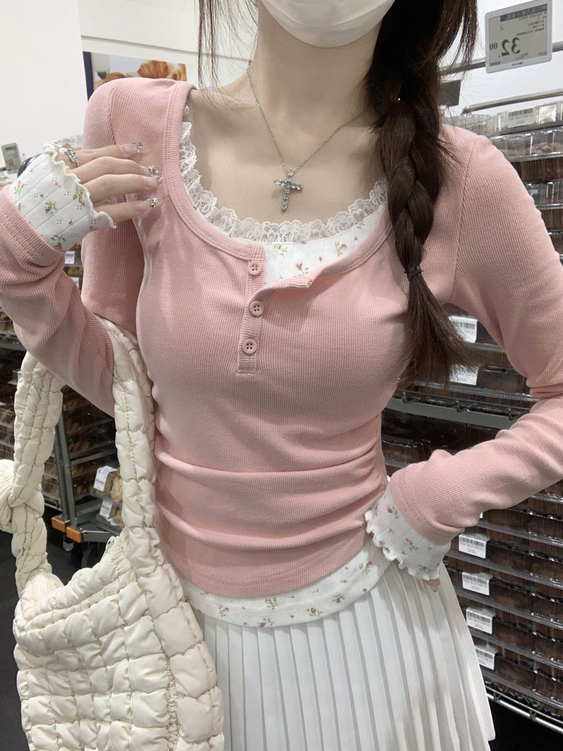 2026 T-shirt Rosa Floreale a D - Undershirt Crew Neck recensione e prezzo